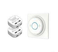 Vasiumic Ensemble d'interrupteurs sans fil RF433 sans câblage avec télécommande 250 V 10 A pour maison, jardin, intérieur et extérieur, blanc (2 interrupteurs-1 récepteur)