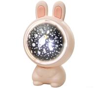 Vasiumic Lampe de projection lapin avec boîte à musique, lampe de projecteur rechargeable USB avec 3 diapositives, angle réglable, décoration de chambre de fille, blanc (rose)