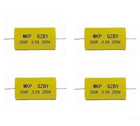 Vasiumic Lot de 4 condensateurs croisés 33 uf MKP pour réparation de film de haut-parleur à monter soi-même, stable, faible distorsion, 250 V, sans système, son jaune (20 µF)