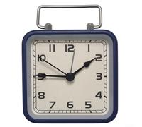 Vasiumic Petit réveil carré, horloge de chevet silencieuse à quartz avec affichage lumineux, minuterie silencieuse, minuteur silencieux, pour chambre à coucher, bureau, noir (bleu)