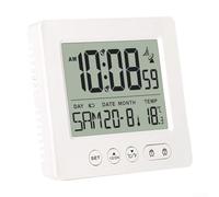 Vasiumic Réveil électronique avec grand écran tactile LCD, double alarme, fonction répétition, format 12/24 h et température pour la maison, le bureau, les étudiants (blanc)