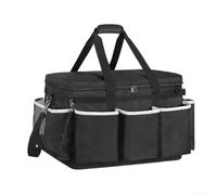 Vasiumic Sac fourre-tout extra large avec fond rigide 41,5 x 29,5 x 31,5 cm avec bandoulière multi-poches de rangement pour voiture, outils d'entretien, fournitures de jardin, noir