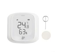 Vasiumic Tuya Thermomètre hygromètre numérique d'intérieur avec écran LCD, moniteur réel via application, commande vocale, blanc (A)