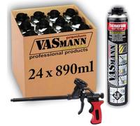 VASmann 24 x 890 ml d'isolation en polyuréthane et isolation par pulvérisation, isolation thermique efficace pour toit, plafond de cave et murs, alternative polyvalente aux panneaux isolants EPS / XPS