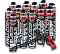 VASmann Mousse Polyuréthane Projetée 12x890ml Isolante Thermique Intérieur/Extérieur (12 (30m2) + Pistolet)