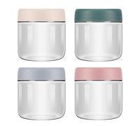 Vasmeiy 4 Pièces Overnight Oats Jar, 350ml Bocaux en Verre Hermétique | avec Couvercles à Vis D'étanchéité,bocaux de conservation en verre borosilicate, pour yaourt, Salade, céréales, Snacks