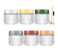 Vasmeiy 6 Pièces Overnight Oats Jar, 350ml Bocaux en Verre Hermétique | avec Couvercles à Vis D'étanchéité,bocaux de conservation en verre borosilicate, pour yaourt, Salade, céréales, Snacks
