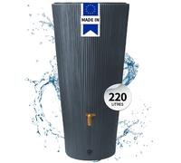 4rain Réservoir LINUS 2en1 220 L graphite avec robinet PE imitation laiton et bac à plantes intégré