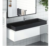 Vasque - 120x46 cm - Fonte minérale - Noir mat - Design intemporel