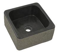 Vasque 30x30x15 cm Pierre de rivière noire