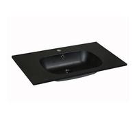 Vente-unique - Vasque à encastrer en résine effet pierre - Noir - L80 x l46 cm - OKIWA