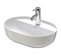 vasque à poser Duravit Luv 03805023001 50x40cm, sol, trou pour 2000 , sans trop-plein, avec banc pour robinetterie, blanc / gris satiné WonderGliss