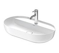 vasque à poser Duravit Luv 03807026001 70x40cm, sol, trou pour 2000 , sans trop-plein, avec rangée de trous pour robinetterie, blanc / blanc WonderGliss