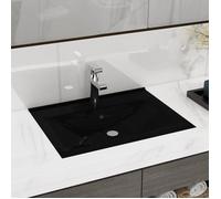 vidaXL Vasque de luxe céramique rectangulaire – Noir – 60x46 cm – Trou pour robinet