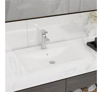 vidaXL Vasque à poser de luxe en céramique rectangulaire Blanc 60 x 46 cm avec trou pour robinet