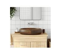 vidaXL Vasque à poser Marron Ovale 59x40x15 cm Céramique