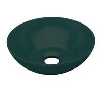 Vasque à Poser, Lavabo à Poser en Céramique Lave Main Salle de Bain Céramique Vert foncé Rond