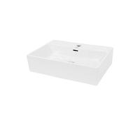 ECD Germany Vasque à Poser Lavabo Salle de Bain - en Céramique - Blanc - 515 x 360 x 130 mm - Lave-Mains Suspendu Vasque Salle de Bain Toilette - avec Trop-Plein et Trou de Robinet - Rectangulaire