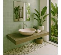 Vasque à Poser Ovale - 42 cm - en Solid Surface - Beige Rosé - Ovéa