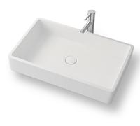 Vasque à Poser Rectangulaire MALO - Blanc - Design Élégant et Moderne à Entretien facile