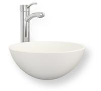 Vasque à poser ronde BOLÉA 30 cm Blanc mat en Solid Surface - Lavabo design salle de bain moderne - Vasque ronde compacte en résine minérale