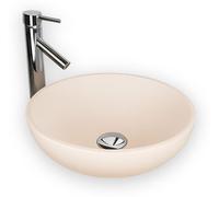 Vasque à poser ronde BOLEA 40 cm en Solid Surface beige rosé - Lavabo salle de bain