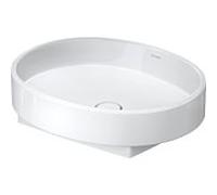 Vasque à poser sur balcon Duravit 241055AA79 55x45cm, sans trou pour robinetterie, trop-plein, blanc brillant