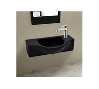 vidaXL lavabo en céramique avec trou pour robinet noir