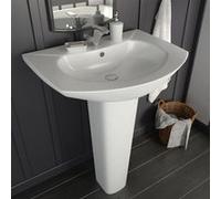 vidaXL Vasque à poser avec colonne en céramique blanche 650x520x200 mm