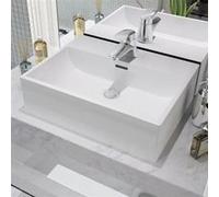 vidaXL Lavabo céramique blanc avec trou pour robinetterie 51,5x38,5x15 cm