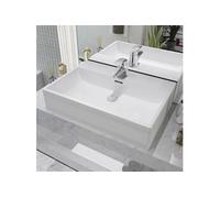 vidaXL Lavabo avec trou pour robinetterie céramique blanc 60,5x42,5x14,5 cm