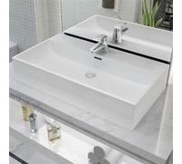 vidaXL Lavabo avec trou pour robinetterie céramique blanc 76x42,5x14,5 cm