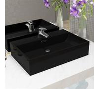 vidaXL Lavabo en céramique avec trou pour robinetterie Noir 60,5×42,5×14,5 cm