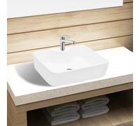 Vasque Carrée à Trou pour Robinet Céramique Noir pour Salle de Bain vidaXL