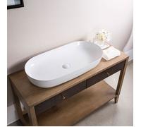 VASQUE CLEO 81 WHITE LAVABO BLANC A POSER 81X41 CM FORME OVALE MODERNE REA