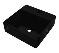 vidaXL Vasque en céramique avec trou pour robinet/trop-plein Noir Carré