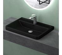 Vasque de salle de bain en résine minérale, 90 cm, noir mat, rectangulaire