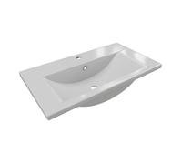 Vente-unique - Vasque de salle de bain semi-encastrée rectangle en céramique - 71,5 cm - Blanc - YASMAC II