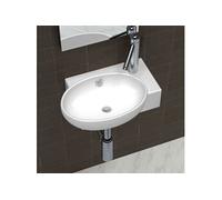 vidaXL Lavabo avec trou pour robinet et trou pour trop-plein Céramique blanche