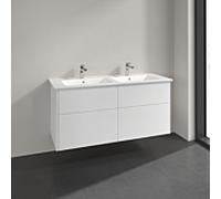 Vasque double Villeroy & Boch Finero avec meuble sous vasque 130 cm S00505DHR1, 4 tiroirs, blanc brillant