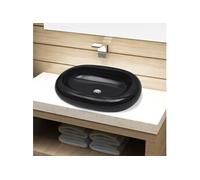vidaXL lavabo en céramique noir ovale