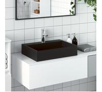 vidaXL Lavabo 50x38x11 cm Fonte minérale/fonte de marbre noir mat