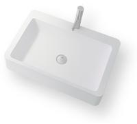 Vasque Rectangulaire à Poser TANAHO 60 cm en Solid Surface Blanc - Lavabo Salle de Bain