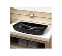 vidaXL Lavabo en céramique rectangulaire Noir
