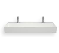 Vasque rectangulaire VALENCIA 120 cm en Solid Surface Blanc mat - Double vasque à poser ou suspendue