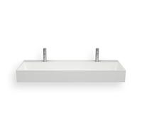 Vasque rectangulaire VALENCIA 120 cm en Solid Surface Blanc mat - Double vasque à poser ou suspendue