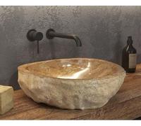 Vasque ronde ONYX à poser Ø40-45 x15 cm en pierre marron