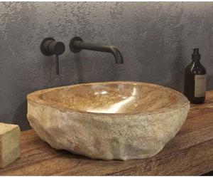 Vasque ronde ONYX à poser Ø40-45 x15 cm en pierre marron