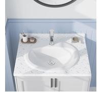 Vasque salle de bain - LUNSY - Céramique de qualité - Fini brillant - Résistant aux marques - Design minimaliste