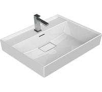 Vasque sur socle mural en céramique, dimensions 100x48x10 cm, avec trop-plein et trou de robinet